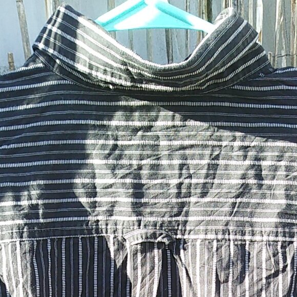 Sean John Men's Black White Striped Button Down - L - Original Fit - Picture 12 of 14